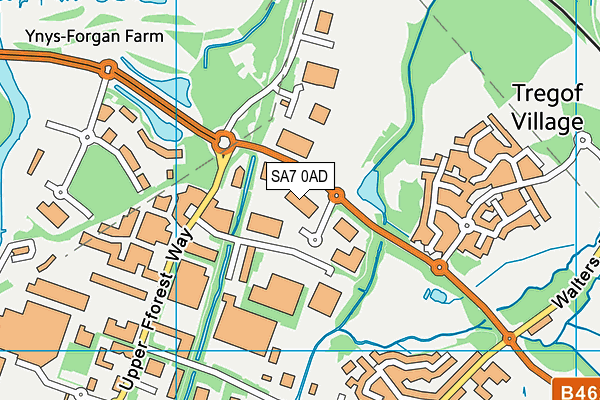 SA7 0AD map - OS VectorMap District (Ordnance Survey)