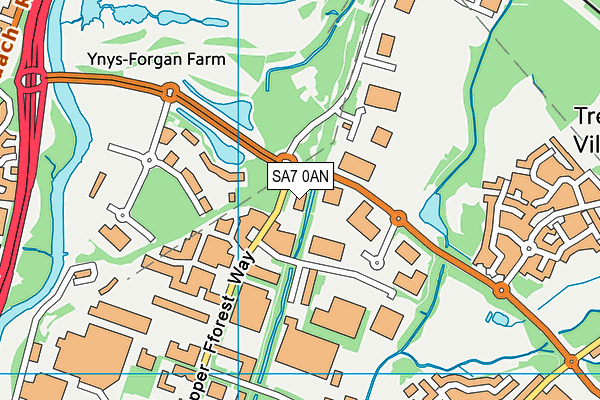 SA7 0AN map - OS VectorMap District (Ordnance Survey)