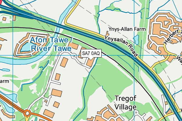 SA7 0AQ map - OS VectorMap District (Ordnance Survey)