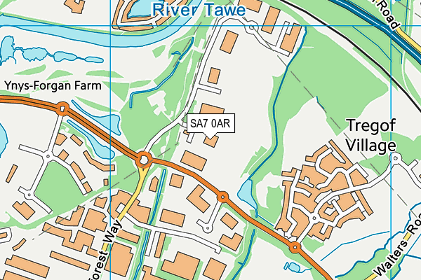 SA7 0AR map - OS VectorMap District (Ordnance Survey)