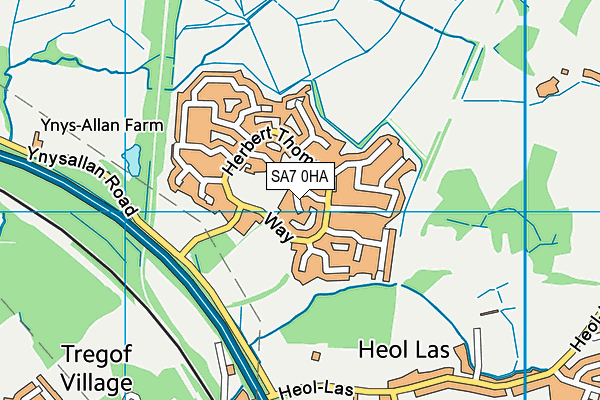 SA7 0HA map - OS VectorMap District (Ordnance Survey)