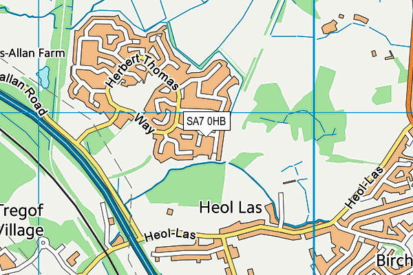 SA7 0HB map - OS VectorMap District (Ordnance Survey)