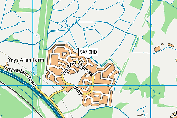 SA7 0HD map - OS VectorMap District (Ordnance Survey)