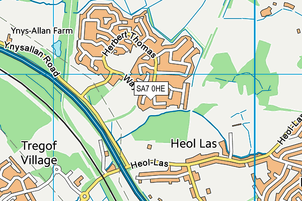 SA7 0HE map - OS VectorMap District (Ordnance Survey)