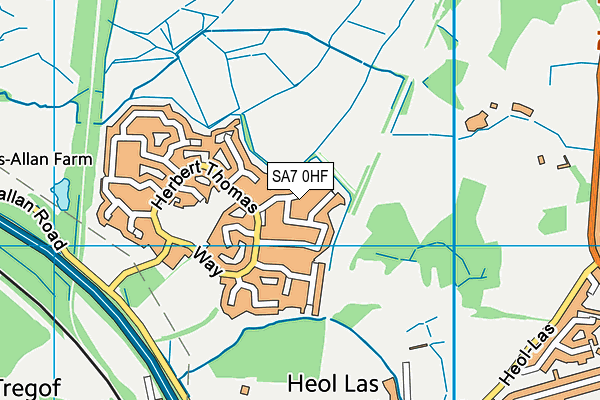 SA7 0HF map - OS VectorMap District (Ordnance Survey)