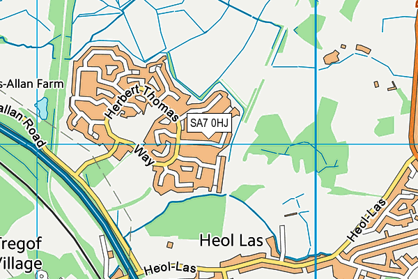 SA7 0HJ map - OS VectorMap District (Ordnance Survey)