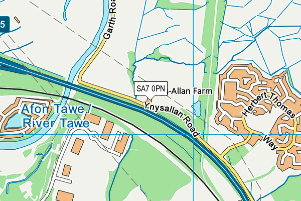 SA7 0PN map - OS VectorMap District (Ordnance Survey)