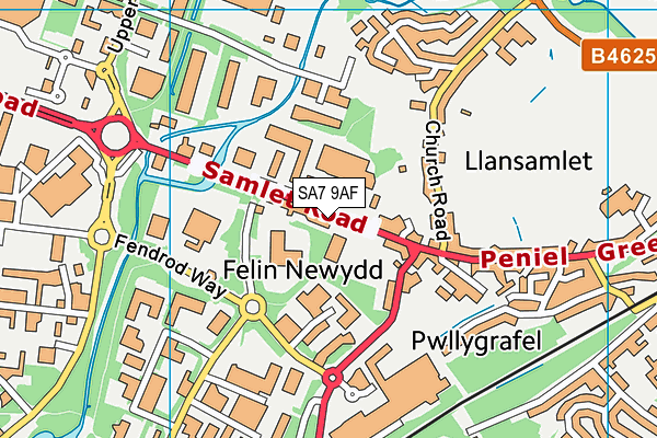 SA7 9AF map - OS VectorMap District (Ordnance Survey)