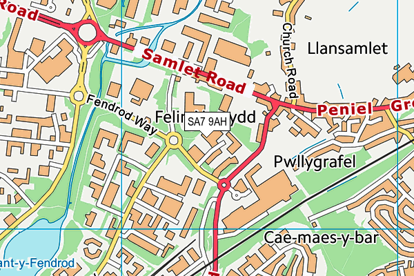 SA7 9AH map - OS VectorMap District (Ordnance Survey)