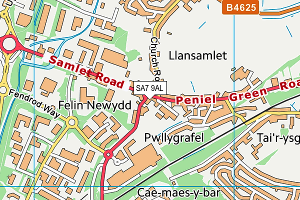 SA7 9AL map - OS VectorMap District (Ordnance Survey)