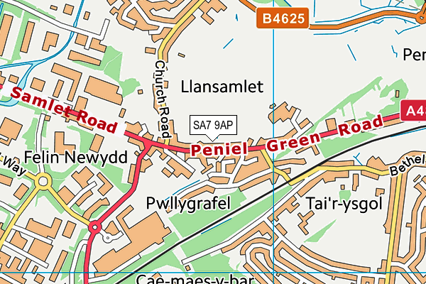 SA7 9AP map - OS VectorMap District (Ordnance Survey)