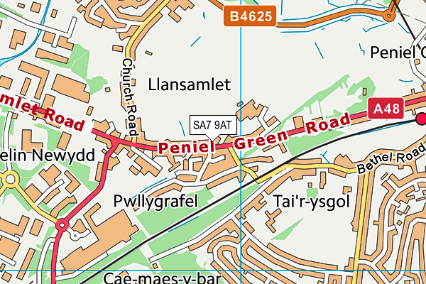 SA7 9AT map - OS VectorMap District (Ordnance Survey)