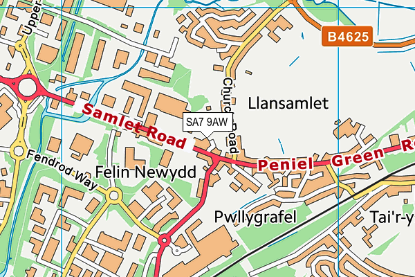 SA7 9AW map - OS VectorMap District (Ordnance Survey)