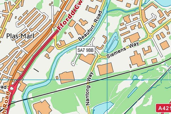 SA7 9BB map - OS VectorMap District (Ordnance Survey)