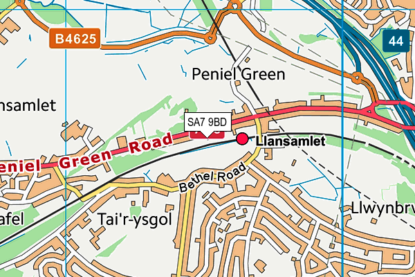 SA7 9BD map - OS VectorMap District (Ordnance Survey)