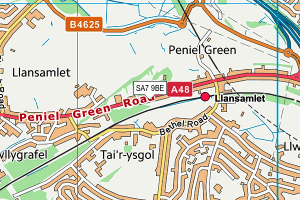 SA7 9BE map - OS VectorMap District (Ordnance Survey)