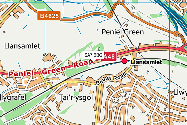 SA7 9BG map - OS VectorMap District (Ordnance Survey)