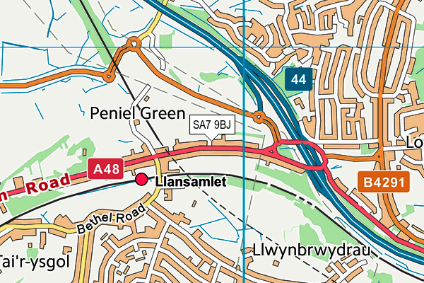 SA7 9BJ map - OS VectorMap District (Ordnance Survey)