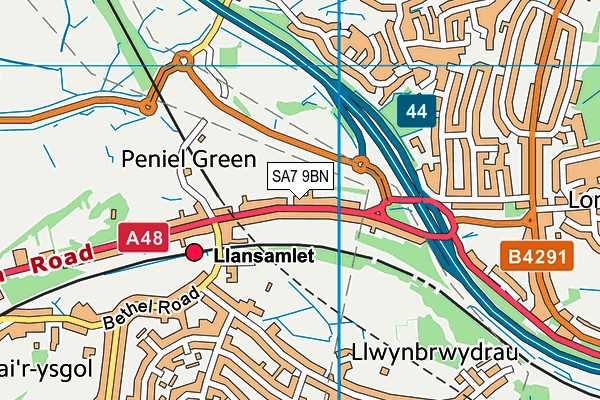 SA7 9BN map - OS VectorMap District (Ordnance Survey)