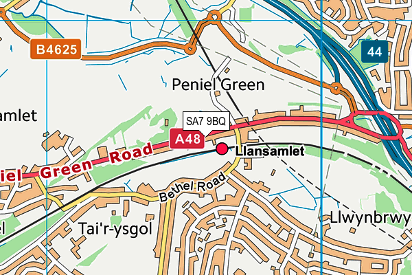 SA7 9BQ map - OS VectorMap District (Ordnance Survey)