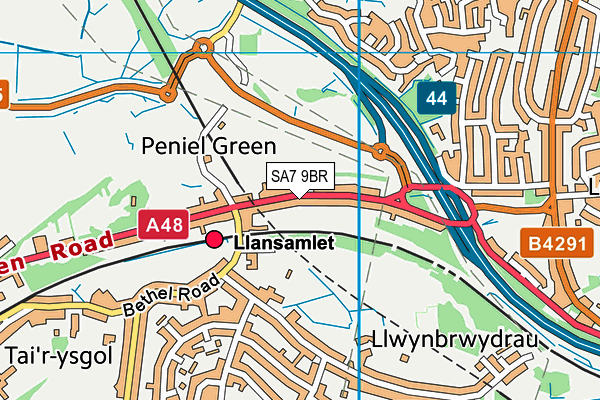 SA7 9BR map - OS VectorMap District (Ordnance Survey)