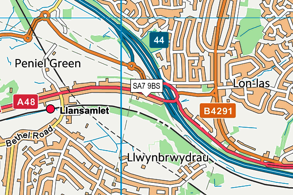 SA7 9BS map - OS VectorMap District (Ordnance Survey)