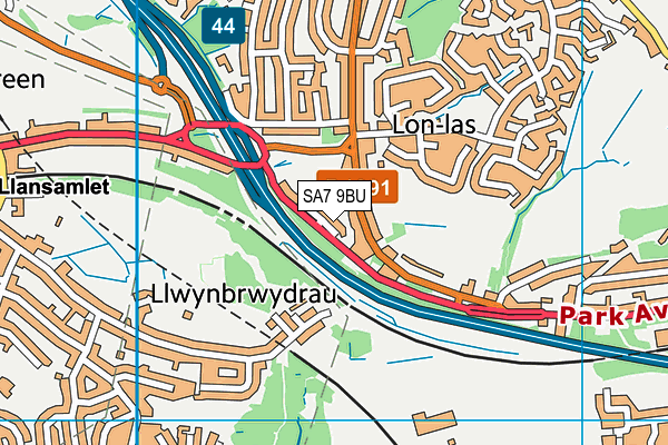 SA7 9BU map - OS VectorMap District (Ordnance Survey)