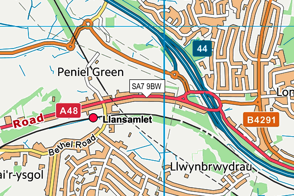 SA7 9BW map - OS VectorMap District (Ordnance Survey)