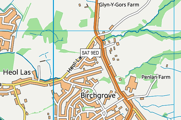 SA7 9ED map - OS VectorMap District (Ordnance Survey)