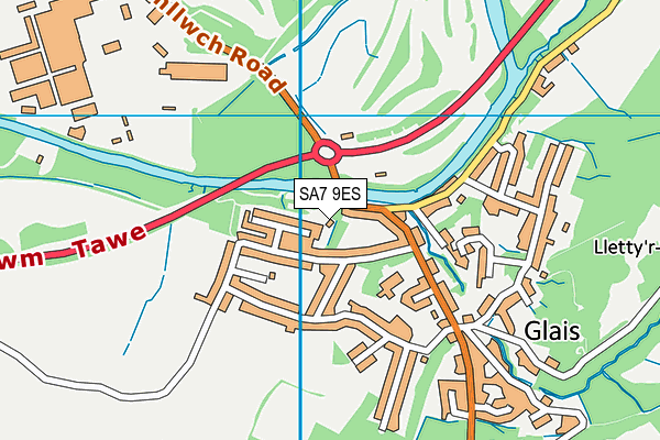 SA7 9ES map - OS VectorMap District (Ordnance Survey)