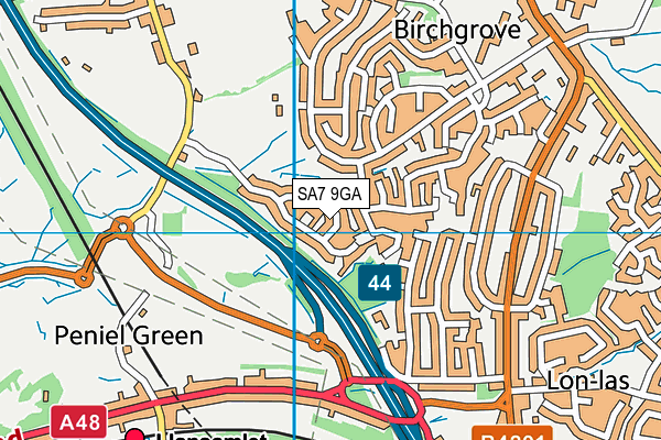 SA7 9GA map - OS VectorMap District (Ordnance Survey)