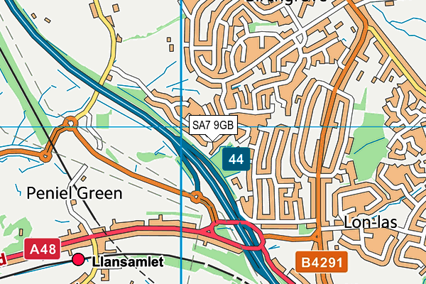 SA7 9GB map - OS VectorMap District (Ordnance Survey)