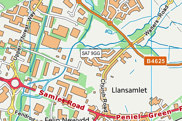 SA7 9GG map - OS VectorMap District (Ordnance Survey)