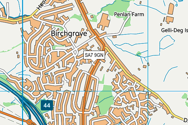 SA7 9GN map - OS VectorMap District (Ordnance Survey)