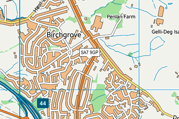 SA7 9GP map - OS VectorMap District (Ordnance Survey)