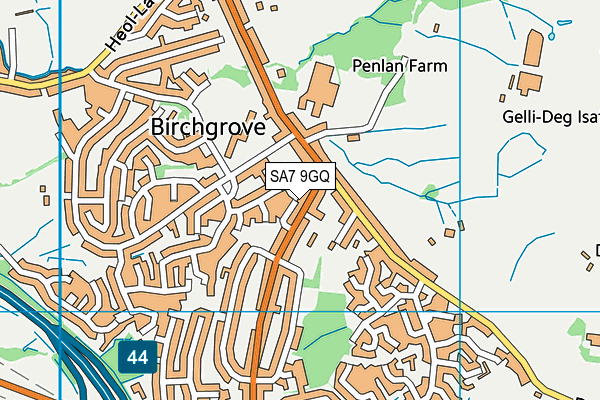 SA7 9GQ map - OS VectorMap District (Ordnance Survey)