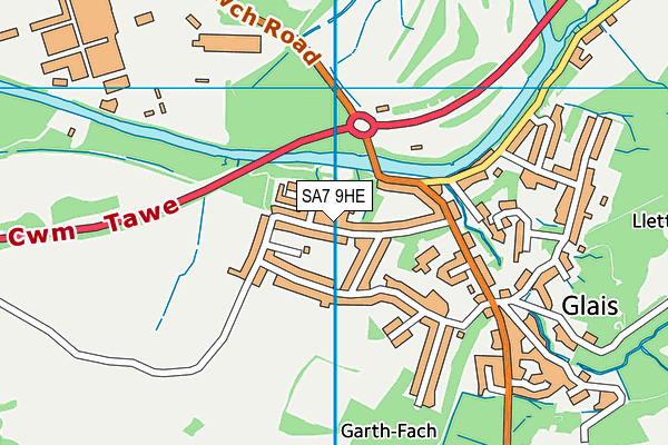 SA7 9HE map - OS VectorMap District (Ordnance Survey)