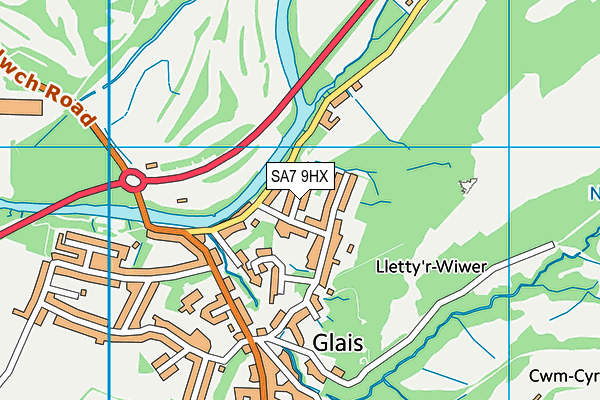 SA7 9HX map - OS VectorMap District (Ordnance Survey)