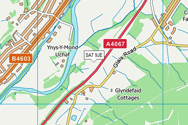 SA7 9JE map - OS VectorMap District (Ordnance Survey)