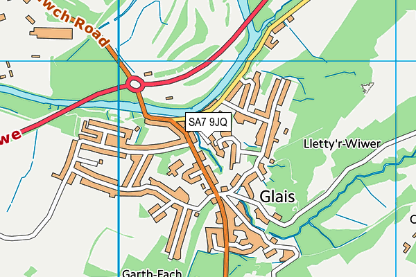 SA7 9JQ map - OS VectorMap District (Ordnance Survey)