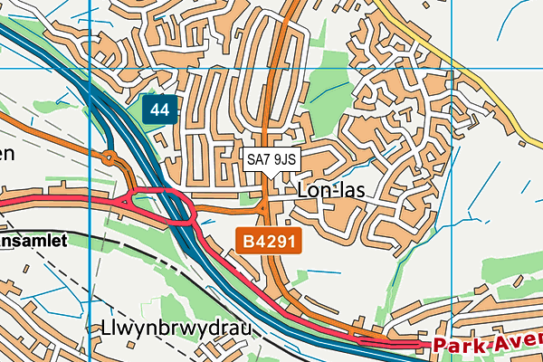 SA7 9JS map - OS VectorMap District (Ordnance Survey)