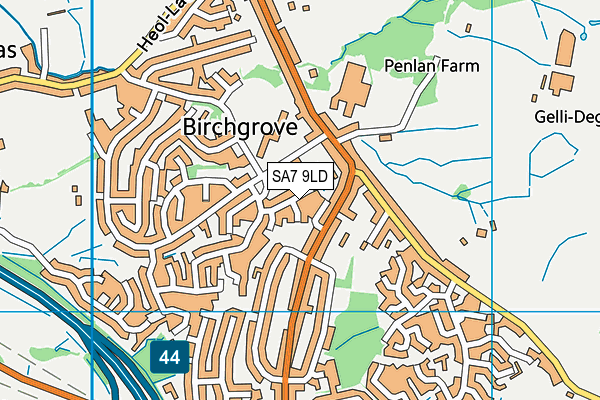 SA7 9LD map - OS VectorMap District (Ordnance Survey)