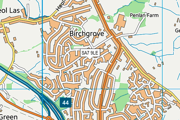 SA7 9LE map - OS VectorMap District (Ordnance Survey)