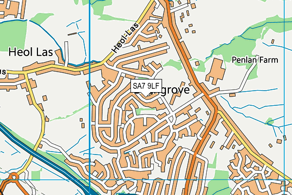 SA7 9LF map - OS VectorMap District (Ordnance Survey)