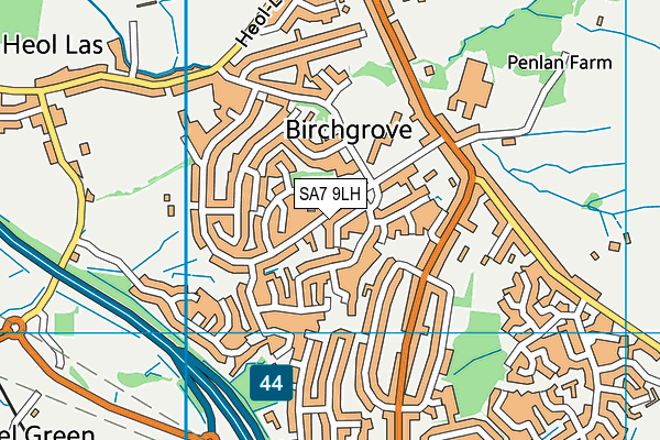 SA7 9LH map - OS VectorMap District (Ordnance Survey)