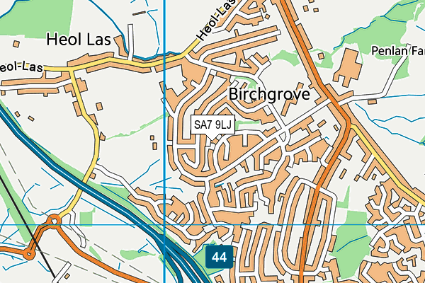 SA7 9LJ map - OS VectorMap District (Ordnance Survey)