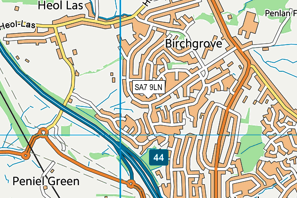SA7 9LN map - OS VectorMap District (Ordnance Survey)