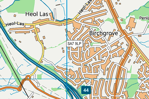 SA7 9LP map - OS VectorMap District (Ordnance Survey)