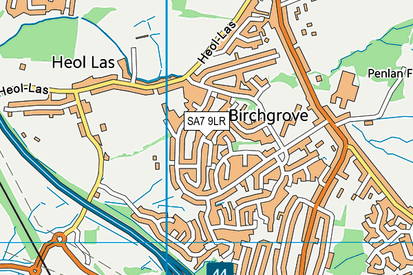 SA7 9LR map - OS VectorMap District (Ordnance Survey)