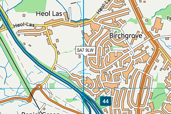 SA7 9LW map - OS VectorMap District (Ordnance Survey)